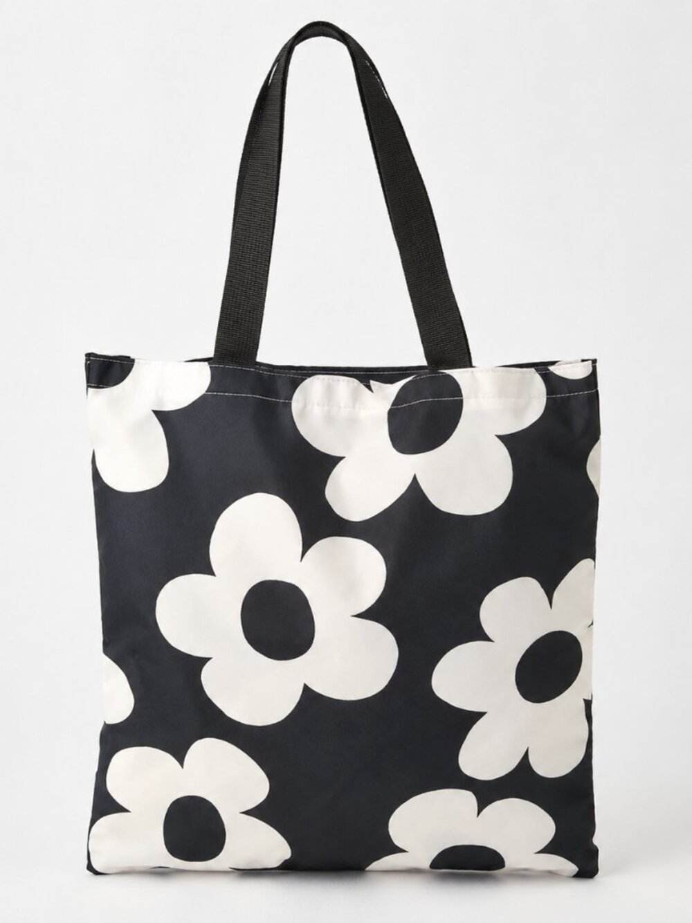Waterproof Floral Black and White Retro Tote Bag